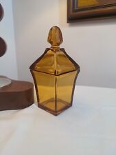 Vintage Viking Glass Honey Amber Cigarette Jar With Lid