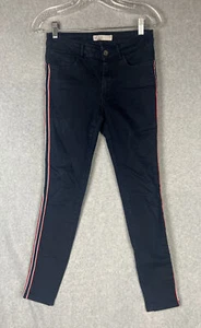 Pantalones de mezclilla ajustados Zara Basic Z1975 rojos blancos a rayas para mujer talla 6 azul marino - Imagen 1 de 10