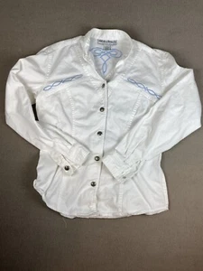 Adobe Rose White W/Blue Embroidery Button Up Western Shirt Women’s Size S - Picture 1 of 11