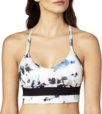 Nike Indy Floral Long Line Bra White/White/Black XS - Image 1 of 4