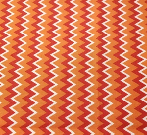 1 yd 28" Owl Wonderful Olivia Audi Wilmington Prints Orange Red White Chevron - Picture 1 of 3