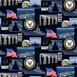 US NAVY Cotton Fabric-US NAVY Cotton Quilting Fabric-SOLD BY THE YARD-021N - Picture 1 of 1