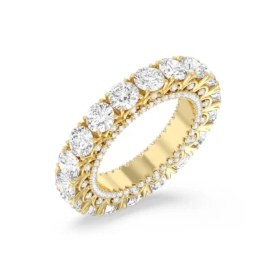 14K Yellow Gold Women Engagement Band 4.5 mm Round Cut Lab Created Diamond 8 Ct - Image 1 of 4