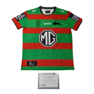 South Sydney Rabbitohs Football Club 2024 NRL Official Team Signed Guernsey - Foto 1 di 1