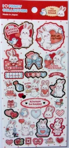 GAIA Rabbit Bird Cutest Friend Heart Ribbon Sticker Sheet Made in Japan - Imagen 1 de 4