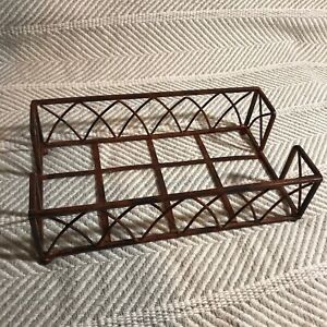 metal lattice iron look dark brown table top tissue holder cage rustic farmhouse