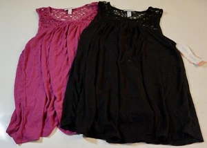 LIZ LANGE WOMENS MATERNITY CROCHET TANK TOPS 2 FOR $10.99 FUSCHIA/BLACK MED NWT! - Picture 1 of 3