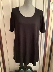 Peter Nygard Women's Short Sleeve Shirt Size XL Black Tee Top - Picture 1 of 10