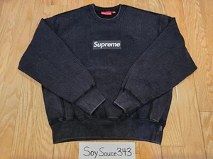 NEW SUPREME WASHED BOX LOGO CREWNECK BLACK SS25 SIZE SMALL - Picture 1 of 6