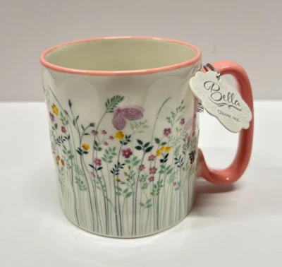 Caneca de chá borboleta flor selvagem rosa café 16 oz Bella 10 Strawberry Street NOVA! - Imagem 1 de 4