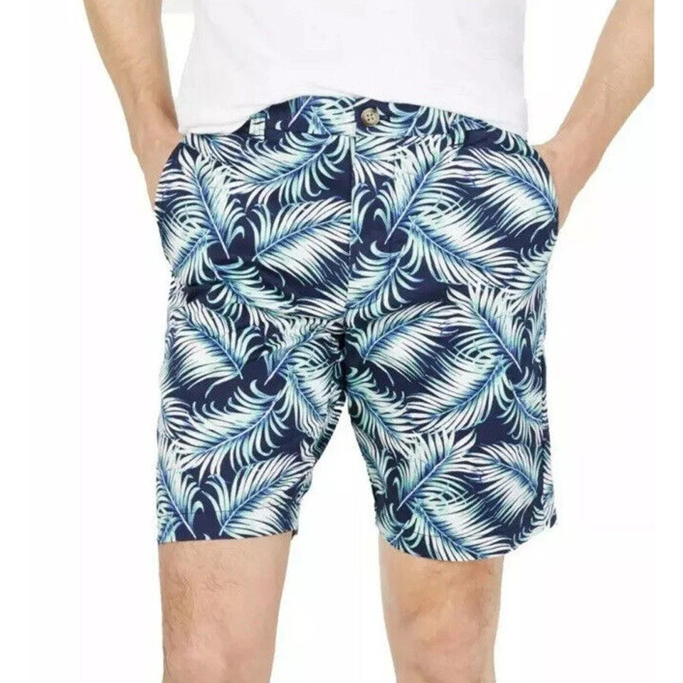 全新 Club Room 男式 尺寸 36W 短裤蕨类蓝色花卉口袋膝上全新带标签 — 第 1/4 张图片