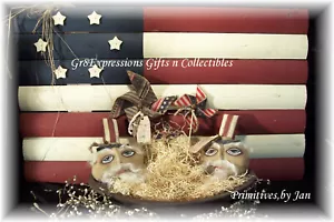 Handmade Primitive Grungy Uncle Sam and Pinwheels Tucks Bowl fillers Ornies - Picture 1 of 2