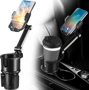 Car Cup Holder with Cellphone Mount Adjustable Cup Holder Expander 2 in 1 Multif - Picture 1 of 12