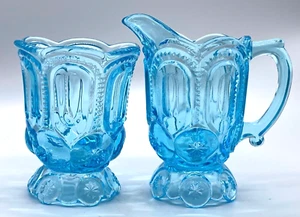 LE Smith Mond & Stern Milchkännchen Zuckerglas Licht Aquablau Großer Löffel Milchkännchen - Bild 1 von 13
