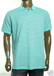 Nuevo polo para hombre Izod manga corta azul resplandeciente a rayas piqué alimentador S - Imagen 1 de 2
