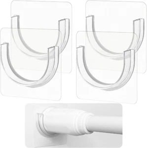 4 Pack Shower Rod Holders with Strong Adhesive for Wall (Rod Not Included) - Picture 1 of 12