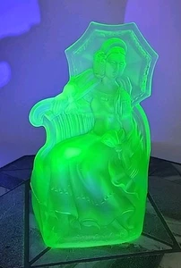 Walther Sohne Satin Green Uranium Marina Lady With Parasol Float Bowl Top - Picture 1 of 17