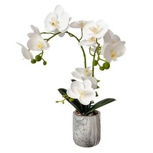 Weiße künstliche Orchideen Blumen im Topf biegsame Kunstorchideen Kunstblumen Wa... - Bild 1 von 9
