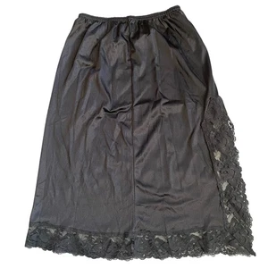 Vintage Mel-Lin seidiger Nylon Spitzenbesatz Seitenschlitz halber Slip schwarz Größe Small - Bild 1 von 8