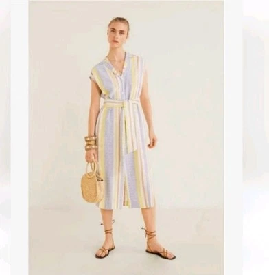 Vestido camisa corbata a rayas talla 4 MNG Foto 1 de 4