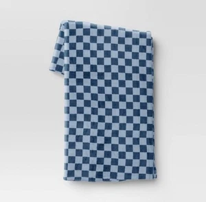 Room Essentials Plush Throw Blanket 50"x 60" - Blue Checkered - NEW - Picture 1 of 6