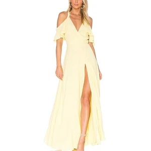 Privacy Please Acme Dress Yellow Wrap Maxi size XS NWT - Picture 1 of 9