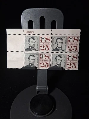 ABRAHAM LINCOLN 25 CENT AIR POST STAMP C-59 PLATE BLOCK - Image 1 of 4