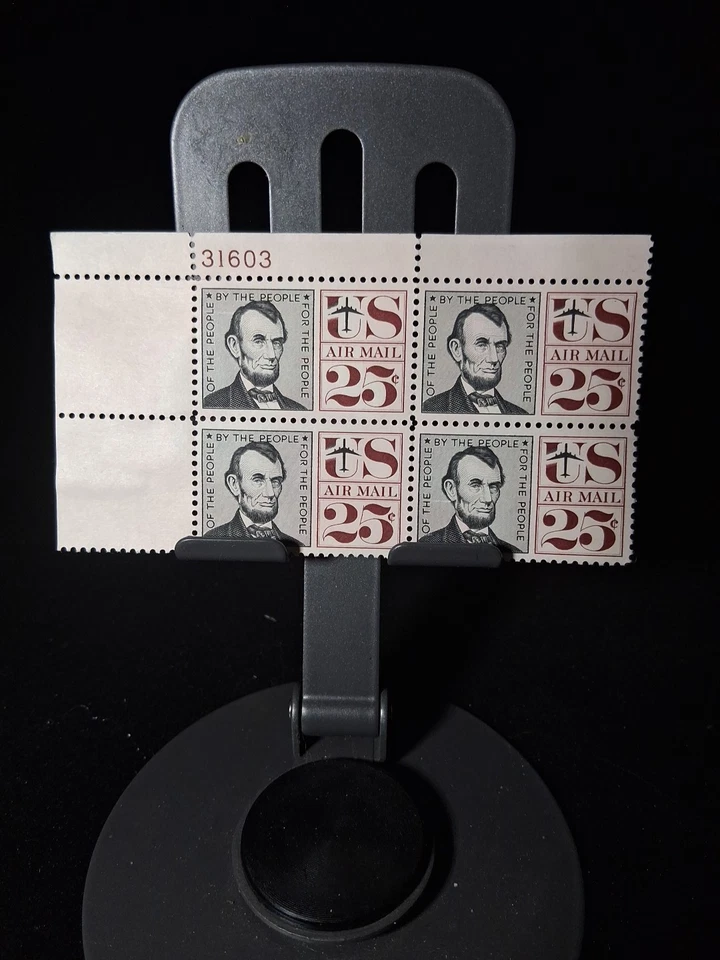 ABRAHAM LINCOLN 25 CENT AIR POST STAMP C-59 PLATE BLOCK - Image 1 of 4