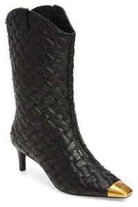 Kurt Geiger Damen Regent Crystal Leder Absatz Stiefel Schwarz Größe 40 / US 9 - Bild 1 von 6