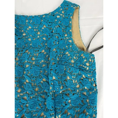 Muse Teal Blue Lace Overlay Sleeveless Sheath Dress - Women's Size 10 - Image 1 of 4