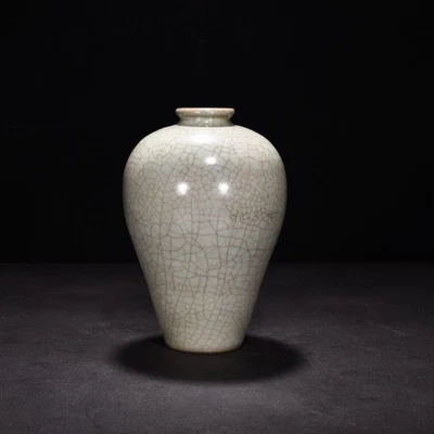 8-дюймовая старинная фарфоровая ваза из фарфора династии Сун Гуань печь Селадон чернослив - Изображение 1 из 4