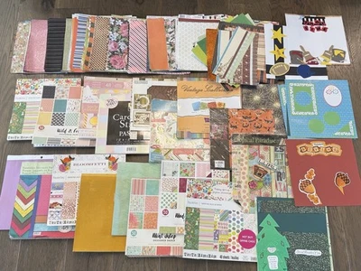 1 Pound Curated Scrapbooking Paper Lot 12x12 Mixed Designs & Themes Junk Journal - Image 1 of 4