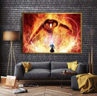 You won't pass ,Gandalf and the Balrog fight, Printing on Canvas, - Image 1 of 4