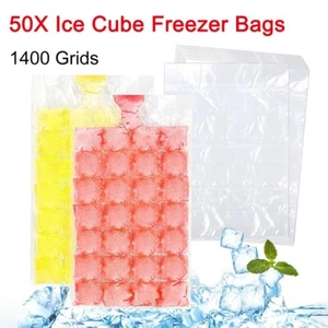 Disposable Ice Cube Bags Clear Self-Seal Freezing Cubes Tray Maker Cooler Bag - Picture 1 of 13