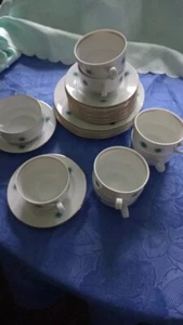 Retro -Kaffee.service/ Helena/Graf v.Henneberg /1960+ in weiß/grün/Goldrand - Bild 1 von 8