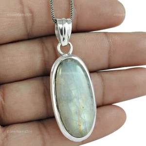 Ovalado Natural Piedra Luna 925 Sólido Plata Elegante Aniversario Étnico Bisel - Imagen 1 de 5