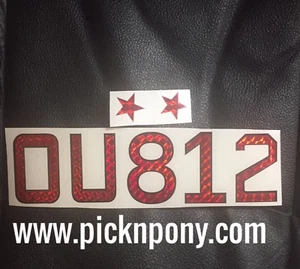 OU812 Aufkleber Sticker für Gitarre rot holografisches Prisma schwarzer Umriss mit Sternen - Bild 1 von 1