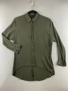 Zara Bluse Damen 5 Grün Knopfleiste U-Ausschnitt hinten Atmungsaktiv Langarm Kragen - Bild 1 von 8