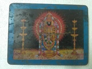 INDIA VINTAGE CAJA DE HOJALATA: TIRUPATI BALAJI IMPRESO EN CAJA - Imagen 1 de 3
