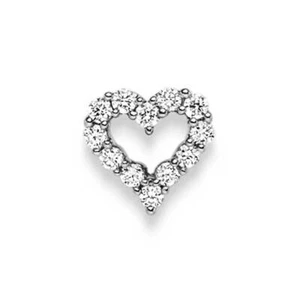 Pendentif Cœur 8mm 750 or,or Blanc Avec 12 Brillant de Diamant 0,20 Carats Tw-Si - Picture 1 of 1