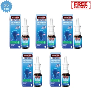 5x BETADINE Adult Cold Defence Nasal Spray 20ml Helps Stop Colds Early - Picture 1 of 5