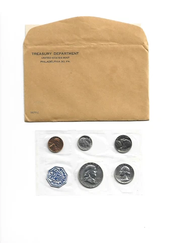 1957 - P.C. US Mint 5-Coin Set 90% Silver with Original Envelope Cover