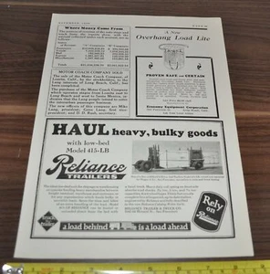 Anuncio de camión de remolque Reliance 1928 - Imagen 1 de 1