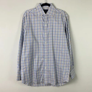 Ledbury Dress Shirt Mens 16.5 35 Long Sleeve Blue Green White Plaid - Picture 1 of 11