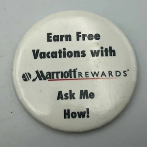 Vtg Marriott Rewards Employee Badge 2-1/2" Button Pinback Earn Free Vacation Q9 - Picture 1 of 12