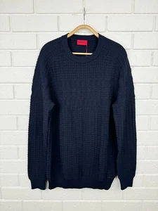 Hugo Boss Waffle Knit Sweater in Navy Size L - Picture 1 of 7