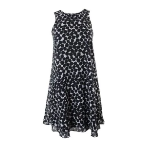 Calvin Klein Sleeveless Knee Length Lined BLACK Polka Dot Dress 10 NEW Trapeze - Picture 1 of 9
