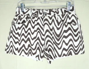 Pantaloncini RSQ donna taglia 27 marrone ondulato fantasia panna orlo grezzo cotone - Foto 1 di 8