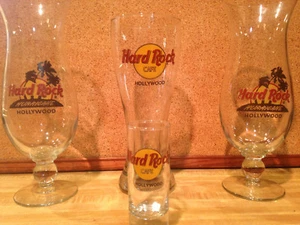 Set Of Four Mint Shape Hard Rock HOLLYWOOD 2 Hurricane, 1 Pilsner, 1 Shot Glass - Picture 1 of 4