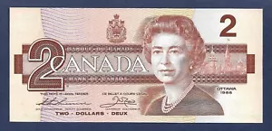 (DN) QEII Canada $2 Dollars 1986 "Large / Small B & Replacement" P-94 UNC - Picture 1 of 2